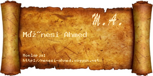 Ménesi Ahmed névjegykártya